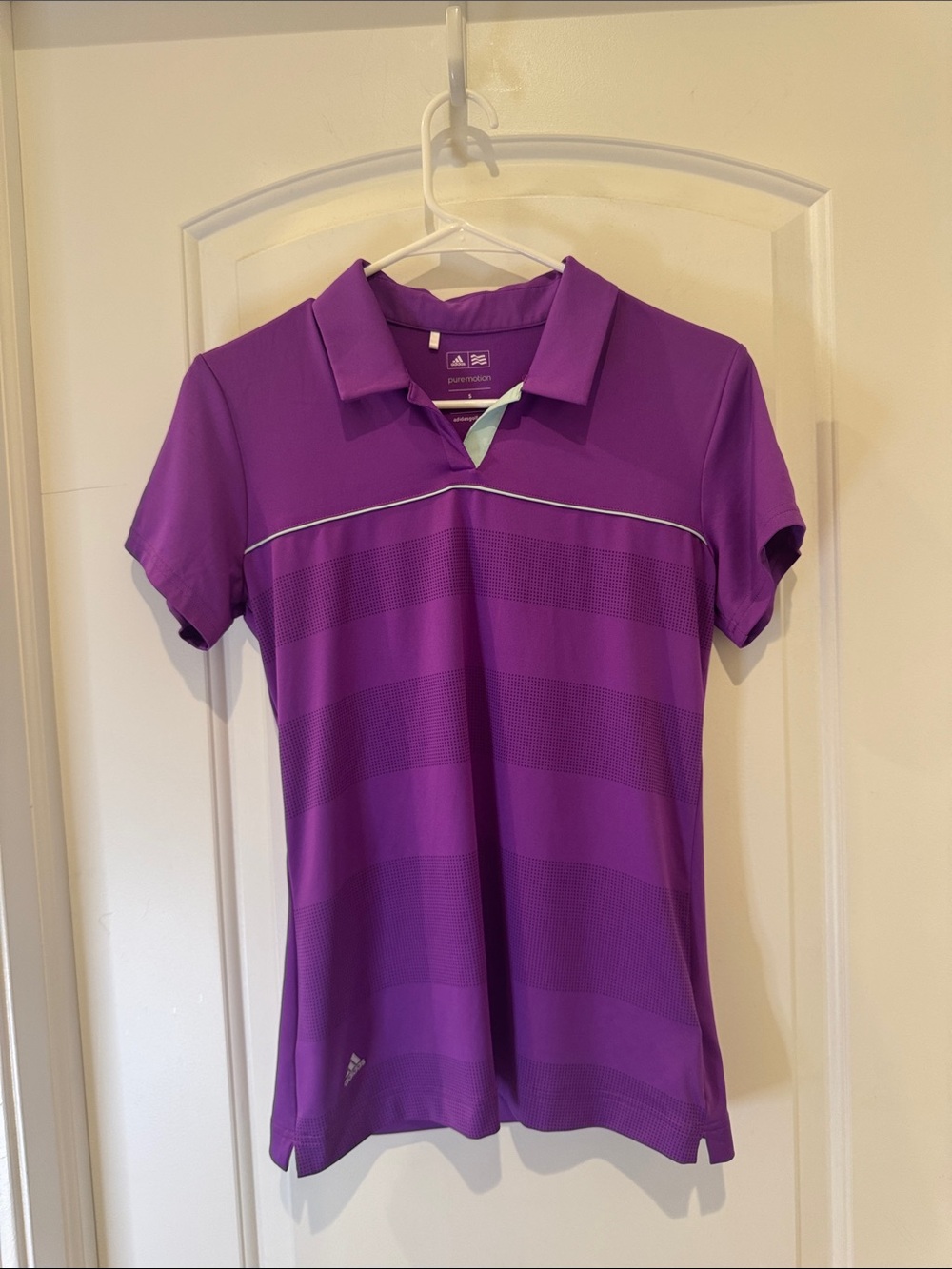 adidas Purple Women's Sports Golf Polo with Subtle Stripe Detail